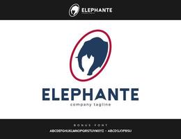 illustrazione moderna di progettazione di logo della testa di elefante con il carattere vettore