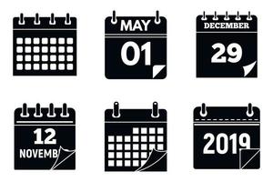 set di icone della pagina del calendario, stile semplice vettore