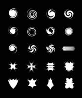 collezione di set di elementi di forma circolare astratta. logo isolato, vortice, spirale, elemento arrotondato per la progettazione grafica. vettore