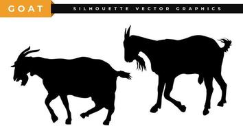 illustrazione della siluetta della capra. disegno del logo vettoriale della capra. set di icone di bestiame, commercio di carne, simbolo di animali e fattoria degli animali domestici.