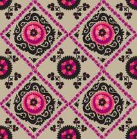 ricamo tappeto asiatico tradizionale suzanne in colore rosa e nero. motivo floreale decorativo etnico uzbeko per tappeto, tessuto, tovaglia