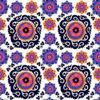 modello senza cuciture di suzanne ricamo tappeto asiatico tradizionale. motivo floreale decorativo etnico uzbeko per tappeto, tessuto, tovaglia vettore