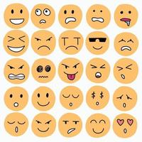 raccolta di disegno a mano libera di emoticon. vettore