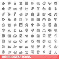 100 icone di affari impostate, struttura di stile vettore