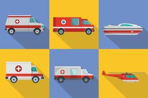 set di banner per il trasporto in ambulanza, stile piatto vettore