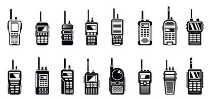 set di icone radio walkie talkie, stile semplice