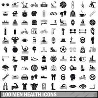 100 icone di salute degli uomini impostate, stile semplice vettore