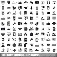 100 icone di comunicazione impostate, stile semplice vettore