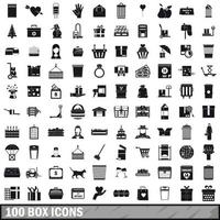 100 icone della scatola impostate, stile semplice vettore