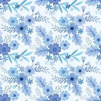 motivo floreale senza cuciture su sfondo blu monocromatico tessuto tessile carta da parati. vettore