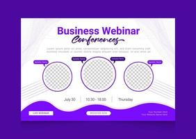 business webinar conferenze banner invito modello di colore viola design vettore