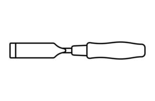 icona di scalpello in stile art linea isolato su priorità bassa bianca. strumento da falegname. illustrazione vettoriale. vettore