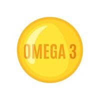 icona della capsula omega 3 in stile piano isolato su priorità bassa bianca. illustrazione vettoriale. vettore