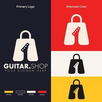 design semplice e minimalista del logo della borsa della spesa per chitarra vettore