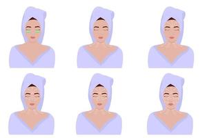 massaggio Gua Sha. linee di massaggio sul viso, istruzioni su come eseguire il massaggio facciale vettore