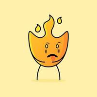 simpatico cartone animato di fuoco con espressione disgustosa e lingua che sporge. adatto per loghi, icone, simboli o mascotte vettore