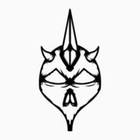 illustrazione spaventosa della testa del demone del cranio. stile artistico al tratto. adatto per il design di logo, mascotte, simbolo, colorazione e t-shirt vettore