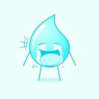 simpatico cartone animato d'acqua con espressione piangente, lacrime e bocca aperta. blu e bianco. adatto per emoticon, logo, mascotte e simbolo vettore
