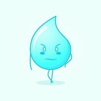 simpatico cartone animato d'acqua con espressione fresca. blu e bianco. adatto per emoticon, logo, mascotte e simbolo vettore
