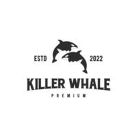 design del logo della balena assassina vintage semplice vettore