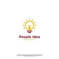 persone idea logo design modello icona, lampadina con persone logo design moderno concetto vettore