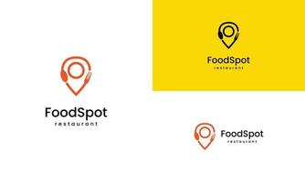 design del logo della posizione del cibo semplice minimalista, punto di cibo, mappa, luogo, modello di icona del logo di navigazione alimentare vettore