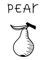 illustrazione di pera disegnata a mano. frutta di doodle di vettore. icona di pera da giardino. vettore
