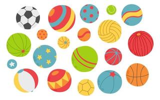 le palle impostano diversi colori e dimensioni dello sport illustrazione vettoriale