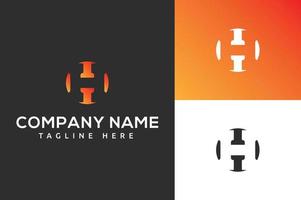 logo della lettera h. illustrazione vettoriale del design del logo del colore del gradiente dello spazio negativo della lettera h. h lettera mark design modello aziendale logo lettera h logo contenente spazio negativo.