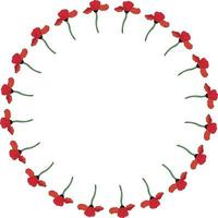 cornice rotonda con papavero rosso verticale. corona isolata con fiori su sfondo bianco. immagine vettoriale. vettore