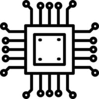 icona della linea vettoriale del microchip