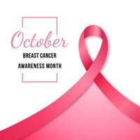 banner con nastro rosa, simbolo del mese di sensibilizzazione sul cancro al seno. illustrazione vettoriale. vettore