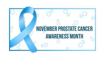 banner del mese di sensibilizzazione sul cancro alla prostata. illustrazione vettoriale di nastro blu, simbolo di consapevolezza del cancro alla prostata.