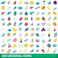 100 icone universali impostate, stile 3d isometrico vettore