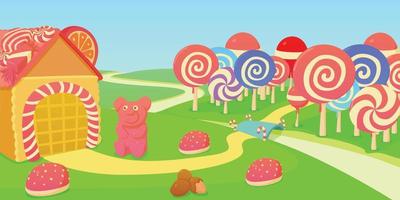 dolci banner orizzontale caramelle, stile cartone animato vettore