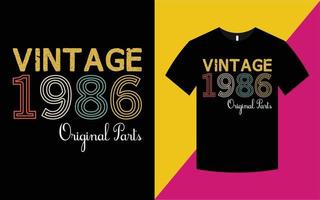 modello di t-shirt grafica vintage compleanno 1986 vettore