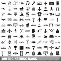 100 icone di ingegneria impostate, stile semplice vettore
