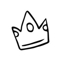 corona principessa doodle disegnato a mano. corona in bianco e nero di vettore. schema. vettore