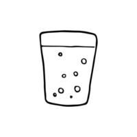 bicchiere d'acqua doodle disegnato a mano. illustrazione vettoriale isolata.