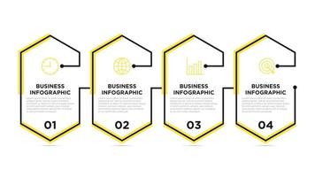 visualizzazione dei dati aziendali. diagramma di processo. elementi di grafico, diagramma con 4 passaggi, opzioni, parti o processi vettore