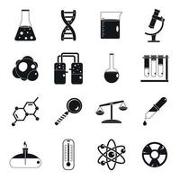 set di icone di laboratorio chimico, stile semplice vettore