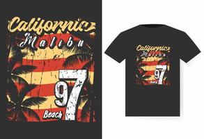 design t-shirt estiva, design t-shirt california beach vettore