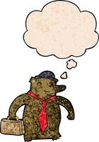 orso di affari del fumetto e bolla di pensiero nello stile del modello di struttura del grunge vettore