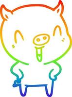arcobaleno gradiente di disegno di maiale felice cartone animato vettore