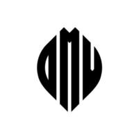 design del logo della lettera del cerchio omv con forma circolare ed ellittica. lettere di ellisse omv con stile tipografico. le tre iniziali formano un logo circolare. omv cerchio emblema astratto monogramma lettera marchio vettore. vettore