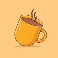 tazza da caffè con illustrazione piatta in stile cartone animato pieno di caffè vettore