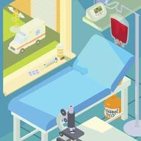 concetto di camera medica ospedaliera, stile cartone animato vettore