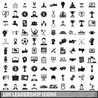 100 icone di leadership impostate in uno stile semplice vettore