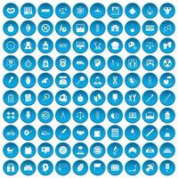 100 icone della bilancia impostate in blu vettore