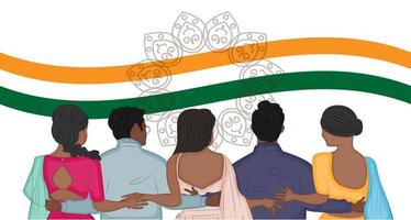 i residenti dell'India celebrano la giornata dell'amicizia, banner orizzontale, biglietto di auguri, illustrazione vettoriale